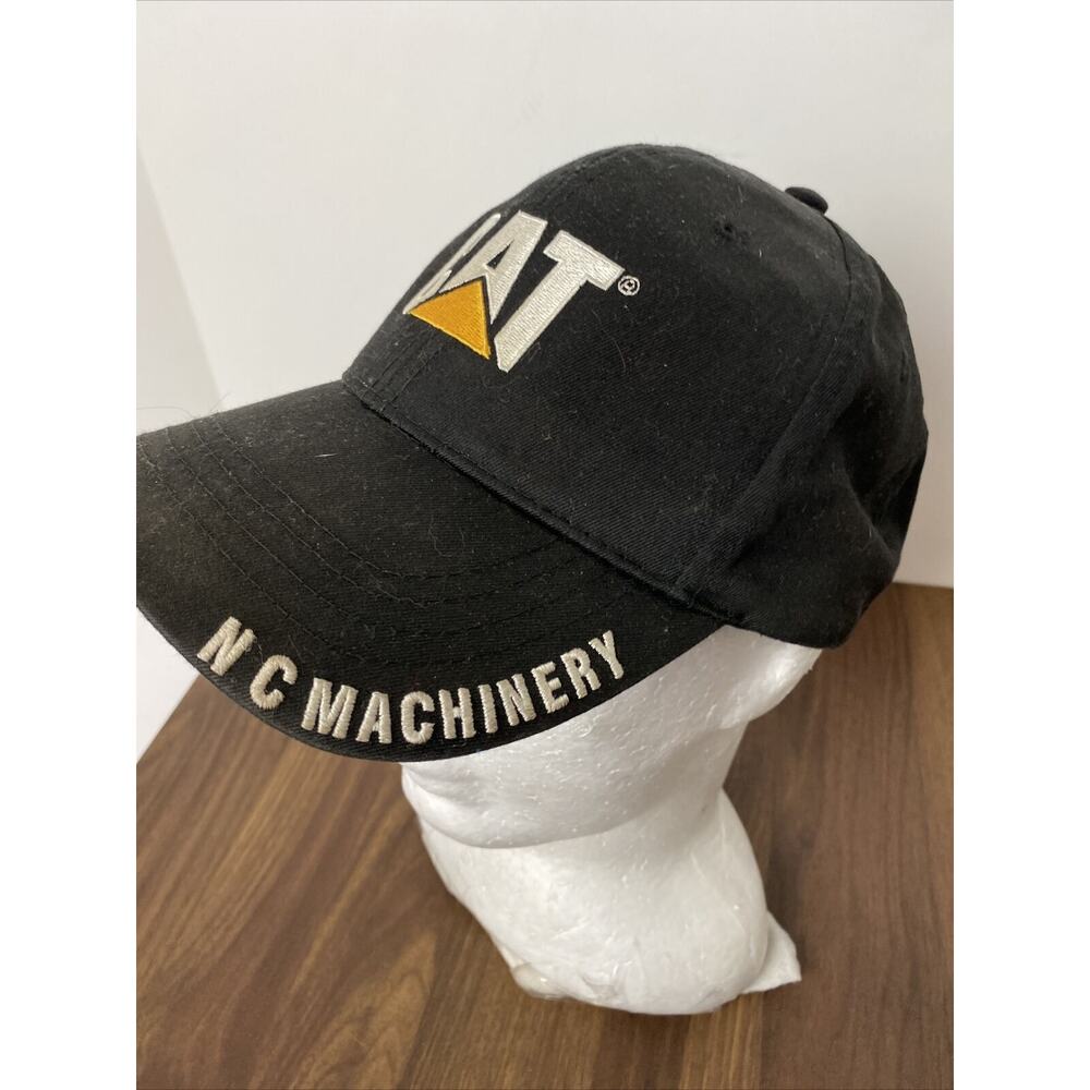 CAT N C Machinery Black Strapback Hat Cap Baseball Trucker Construction